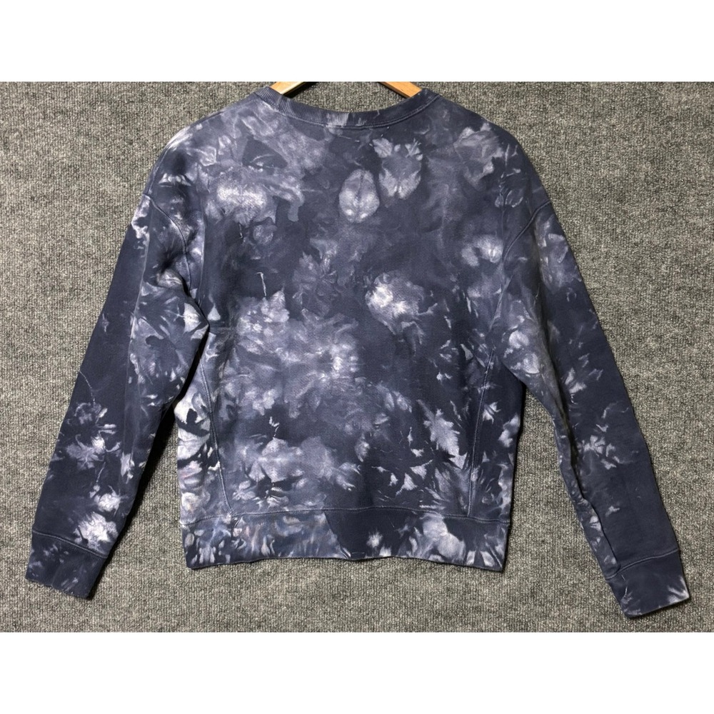 Champion Reverse Weave Tie Dye Sweatshirt Navy White Silver Script Logo Womens M - Picture 4 of 7